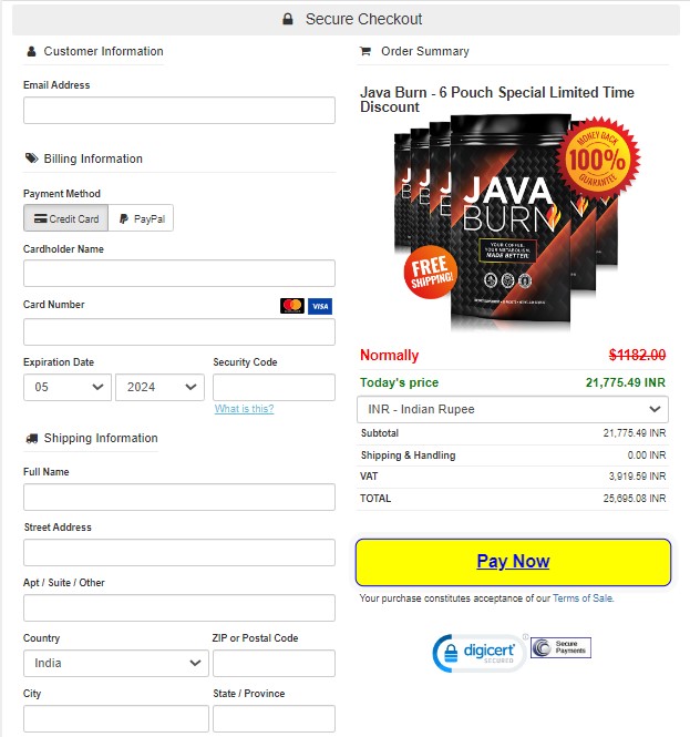 Checkout Page Java Burn